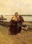 Deak-Ebner, Lajos Boat Warpers oil painting on canvas